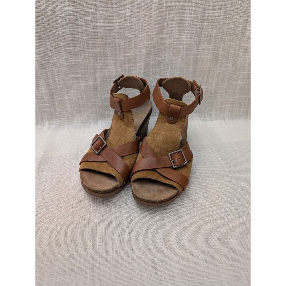 Dansko Dominique Brown Leather Suede Block Heel Boho Chic Sandals Womens Sz 37